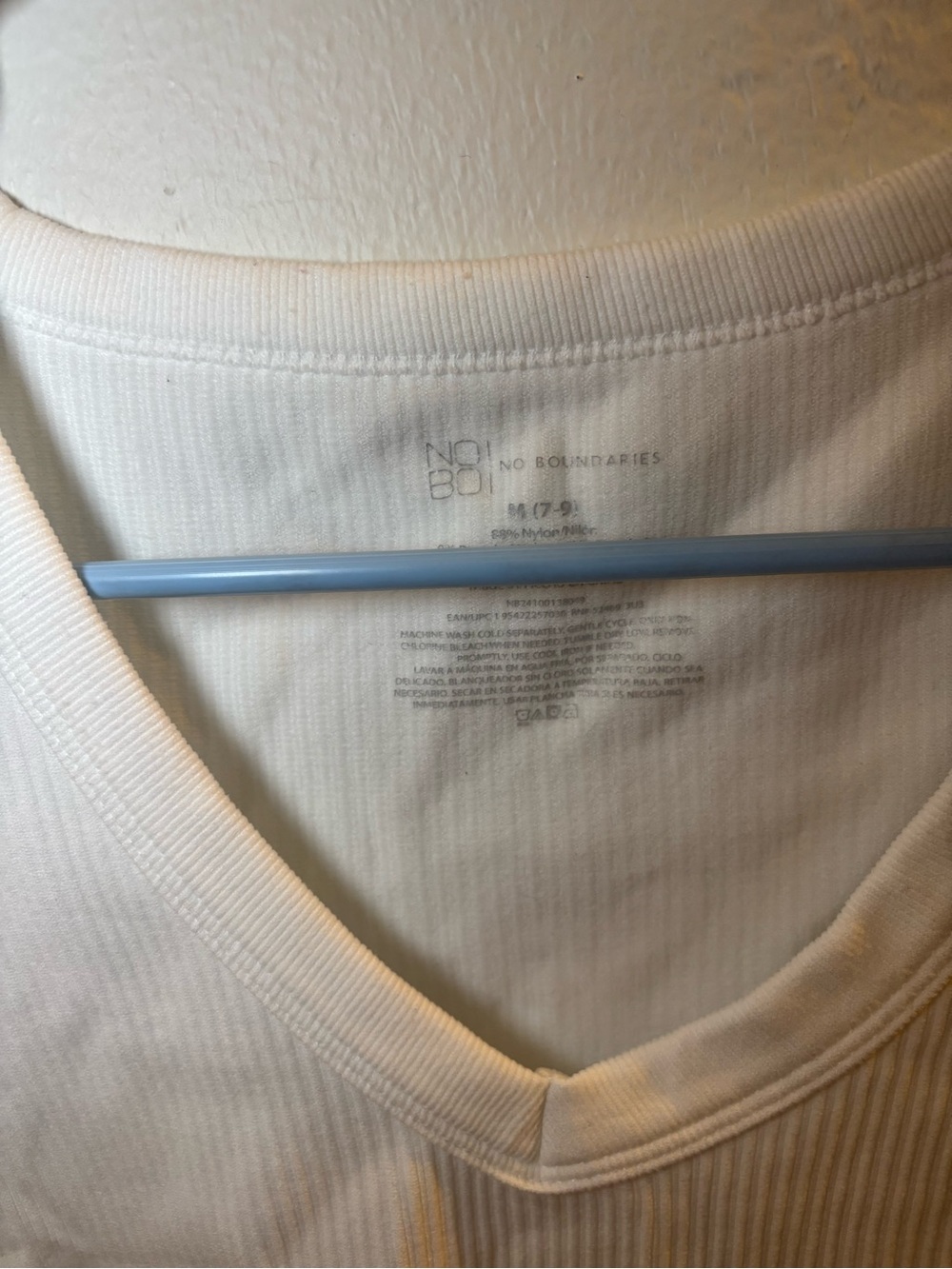 No Boundaries Ribbed V-Neck Tee - White - Picture 2 of 3